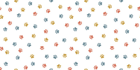 かわいらしい動物の足跡のシームレスパターンの背景素材のベクターイラスト