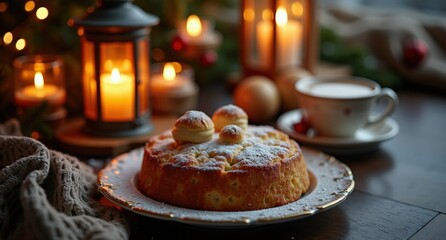 A winter evening filled with the aroma of pastries from around the world: Italian panettone, Swedish saffransbullar, and Moroccan mint tea under holiday lanterns.
