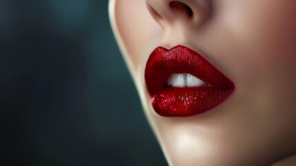 Obraz premium a woman's lips with red glitter on them