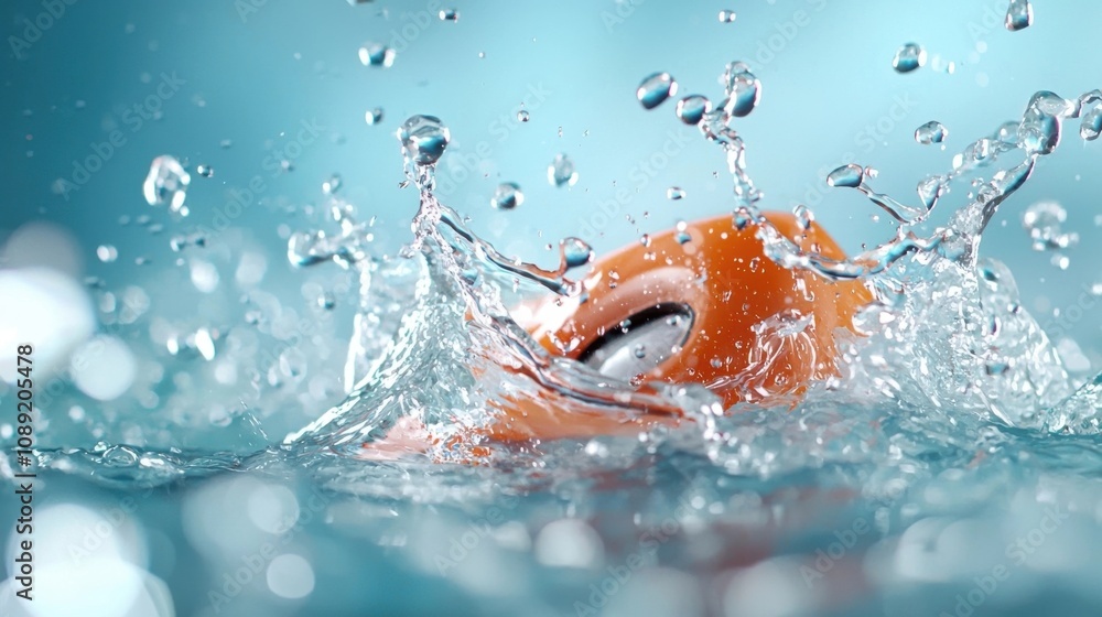 Aufkleber colorful and dynamic splashing water droplet with vibrant orange highlight showcasing the motion ene