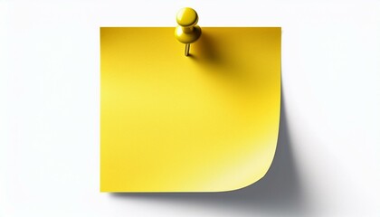 yellow pinned sticknote isolated on white background