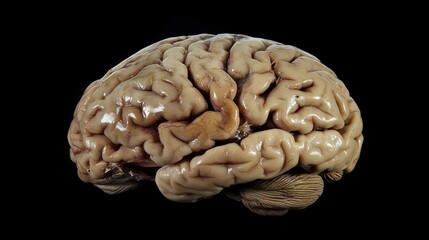 Detailed anatomical representation of a human brain, highlighting its structure and complexity.