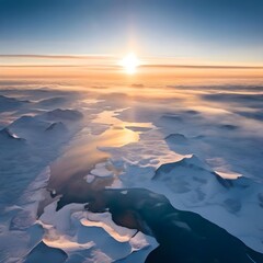 Snowy Serenity: Morning Light Graces Polar Ice