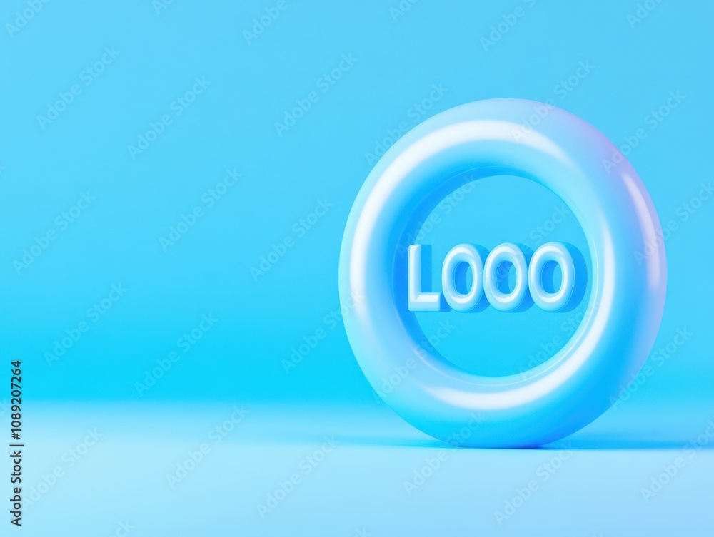 Poster 3d rendering of a glossy ring with the text l000 on a blue background
