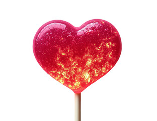 White png Lollipop: One Pink Valentine's Day Heart-Shaped Lollipops Separated On Transparent