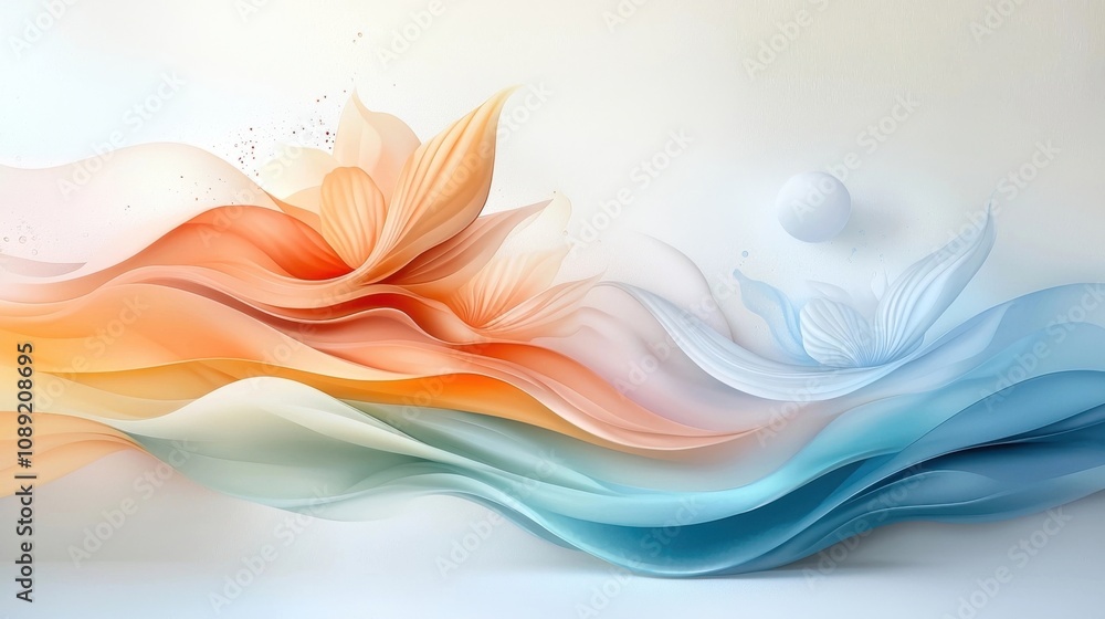 Poster captivating abstract image featuring a dynamic flowing composition of vibrant pastel colors in a har