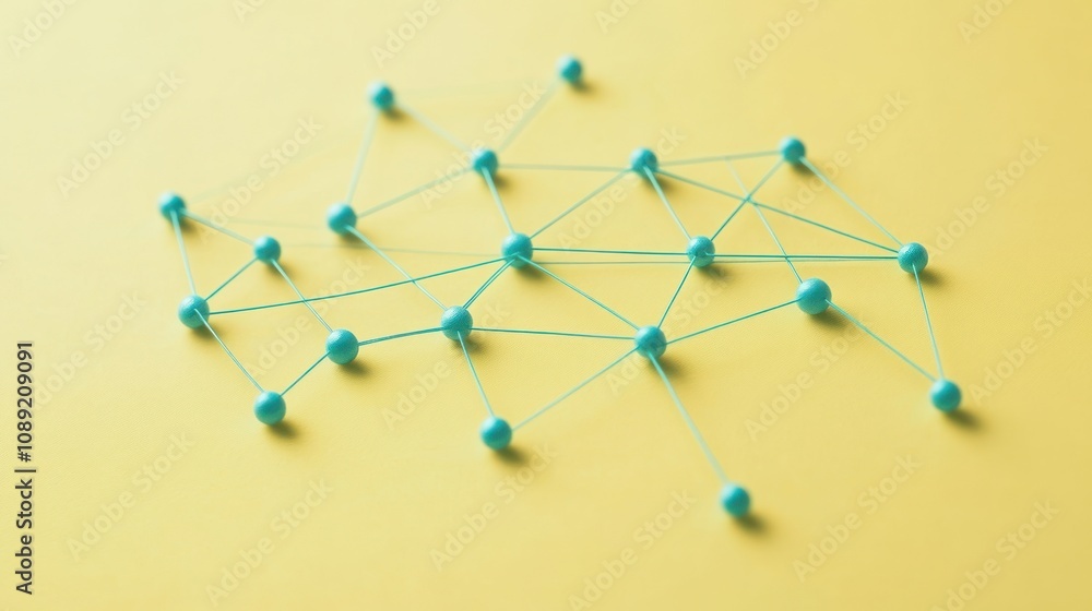 Poster A network of interconnected nodes and lines on a yellow background, symbolizing connectivity.