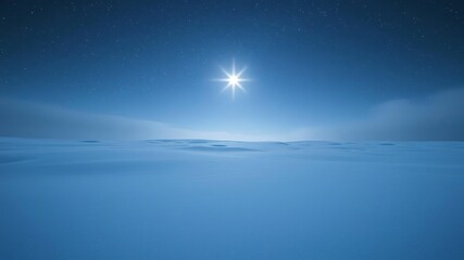Fototapeta premium A lone star shines brightly in the vastness of a snow-covered landscape, celestial body, space