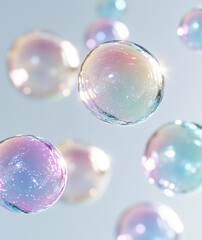 Whimsical Soap Bubble Fantasy: Soft Pink and Purple Pastel Dreamscape