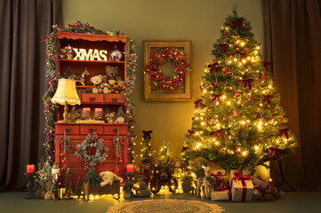 Beautiful Christmas decoration and ornaments for the holidays.