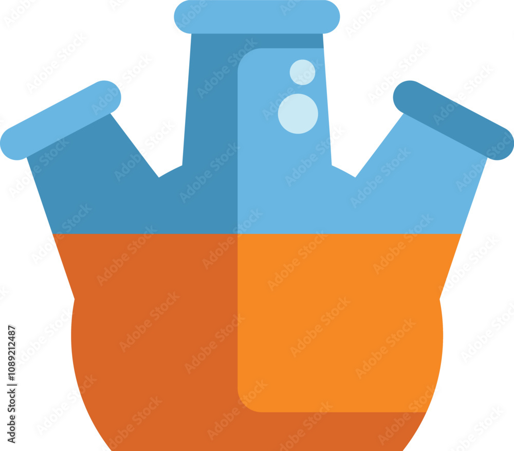 Poster round bottom flask containing chemical substance used for experiment in a laboratory