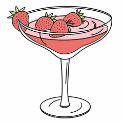 Strawberry daiquiri with strawberries in a glass