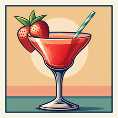 Enjoy a refreshing strawberry daiquiri with vibrant colors