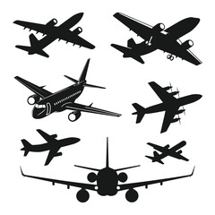 Airplane icon Vector Silhouette. Plane symbol. An airplane vector illustration on a white background concept is isolated.