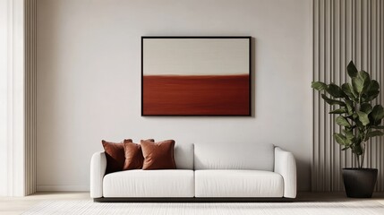 Modern minimalist living room with art stylish home interior design contemporary bright cozy concept