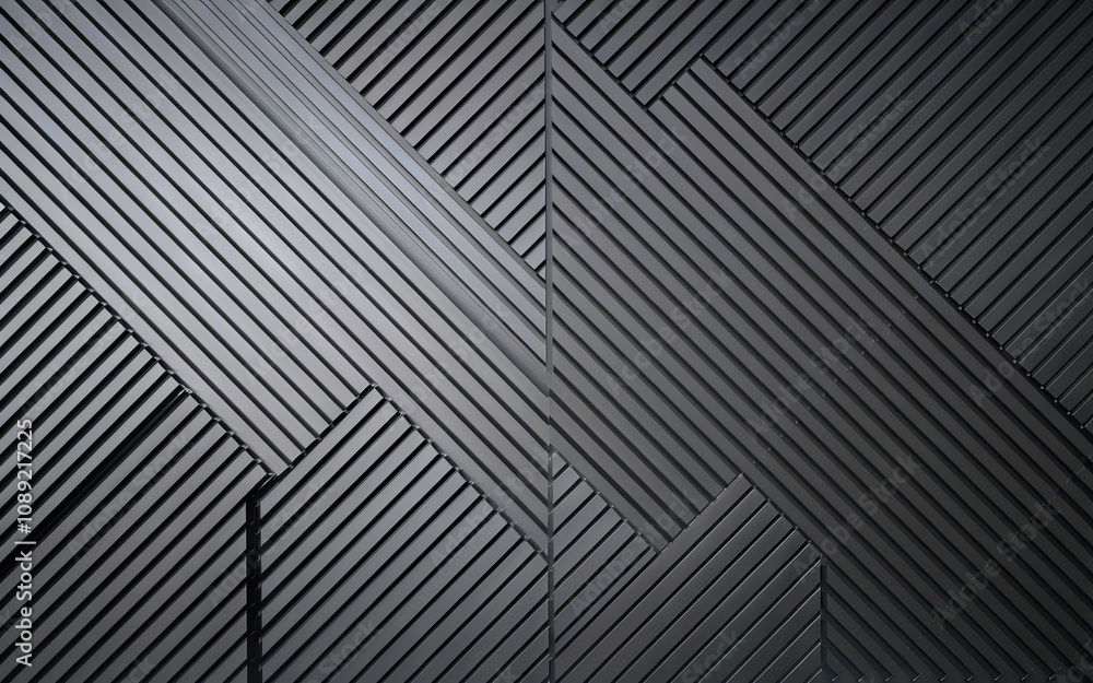 Aufkleber black linear pattern wall. geometric dark grey texture background. modern design, sleek lines create