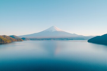 Mount Fuji Visible in the Evening – Scenic Japanese Landscape, Twilight Sky, and Majestic Natural Beauty
