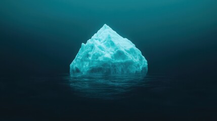 Fototapeta premium A solitary iceberg floats in dark, tranquil waters, showcasing its striking blue hues and pristine, icy texture beneath the surface.