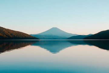 Mount Fuji Visible in the Evening – Scenic Japanese Landscape, Twilight Sky, and Majestic Natural Beauty