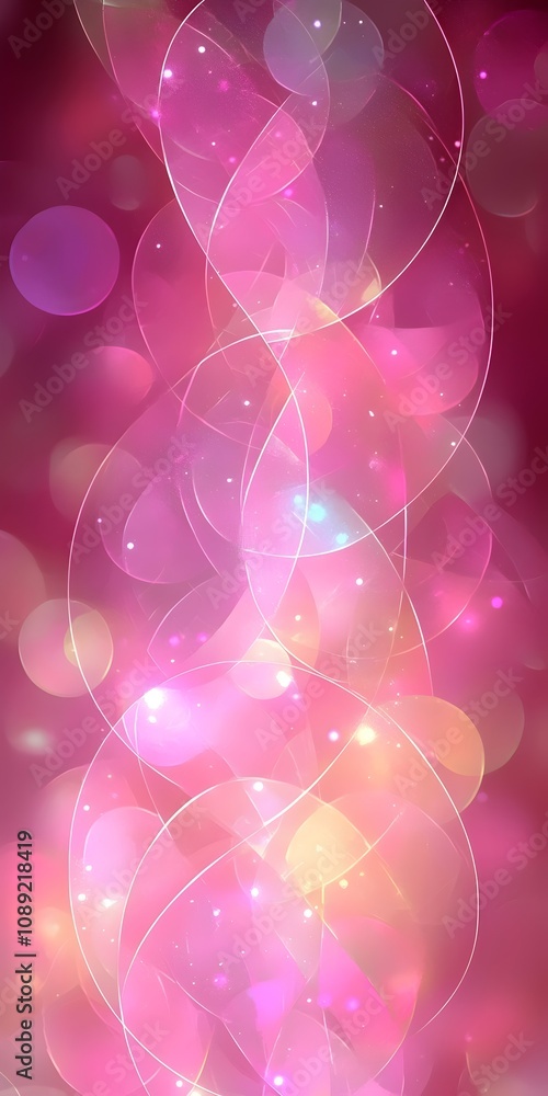 Poster a vibrant abstract background with swirling pink and purple lights, creating a dreamy atmosphere fil