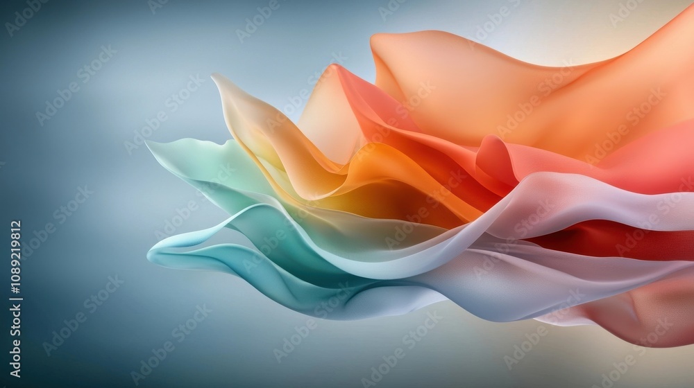 Poster ethereal and captivating floral abstraction featuring delicate colorful petals in a fluid swirling m