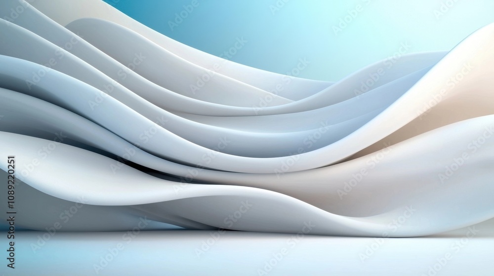 Poster serene fluid abstraction tranquil wavy geometric patterns in soothing pastel tones minimalist modern