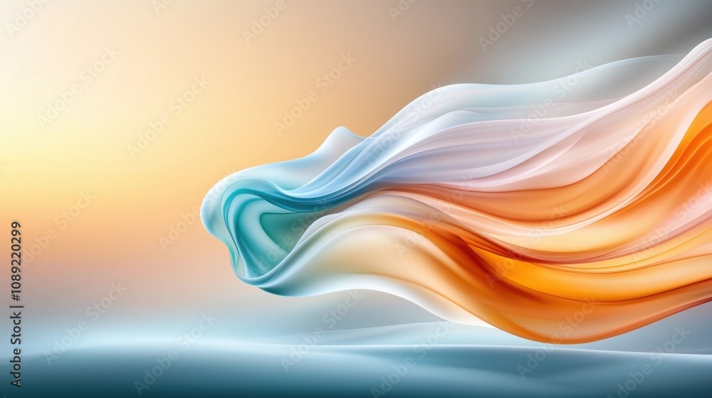 Poster flowing ethereal fabric art with vibrant color gradients dynamic movements and a captivating visuall