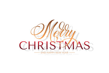 Merry Christmas and Happy New Year hand lettering calligraphy. Vector holiday illustration element. Typographic element for congratulations.