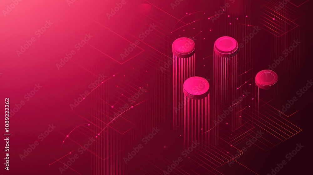 Aufkleber abstract graphic with pink tones and vertical lines, representing data visualization.