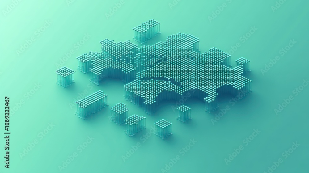 Poster abstract representation of interconnected nodes forming a fragmented map-like structure.