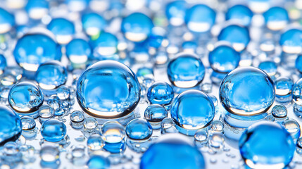 Glossy floating sky blue bubbles forming a crisp and vibrant backdrop perfect for refreshing, modern creative ideas and clean design concepts