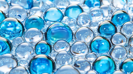 Sleek floating bubbles in a sharp sky blue forming a crisp and vibrant background perfect for fresh and modern creative design and artistic inspirations