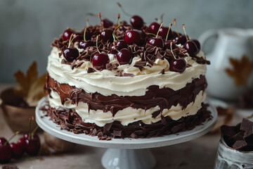 black forest cherry cake close-up
