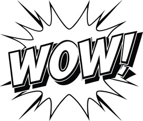 Black and White Wow Comic Book Style Explosion Graphic