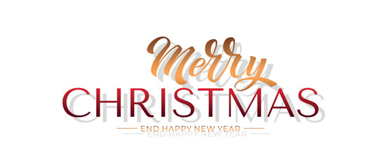 Merry Christmas and Happy New Year hand lettering calligraphy. Vector holiday illustration element. Typographic element for congratulations.