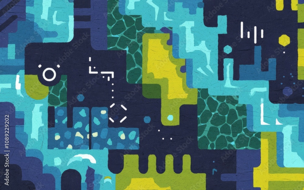 Aufkleber abstract geometric pattern. vibrant teal green shapes blend seamlessly creating a modern design idea