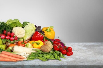 Fresh organic tasty ripe fruits and vegetables