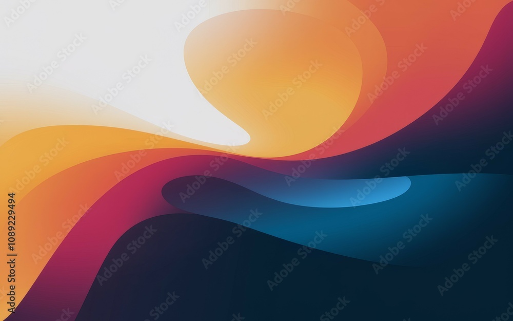 Aufkleber Abstract colorful waves. Vibrant fluid shapes blend seamlessly creating a dynamic, energetic feel.  Evokes a sense of movement and transition.