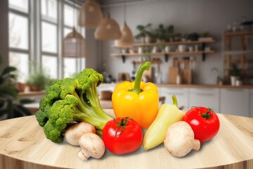 Fresh organic tasty ripe fruits and vegetables