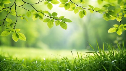 Obraz premium Abstract Spring Background with Fresh Greens, botanical, verdant, serene background