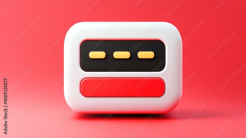 Poster A stylized, modern device with a minimalist design featuring buttons and a vibrant background.