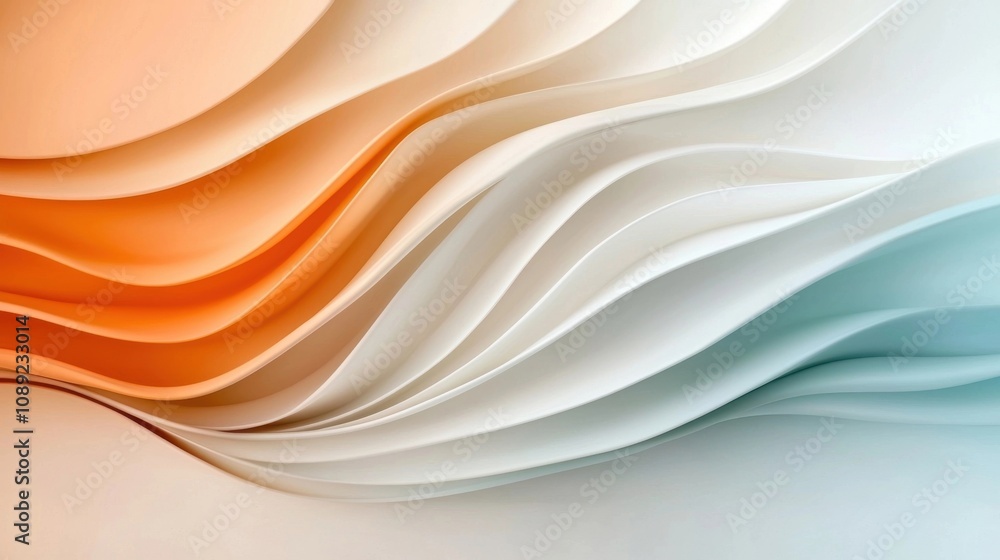 Poster elegant and minimalist abstract background featuring flowing wavy layers of smooth organic shapes an