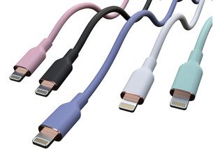 Charging cable presentation isolated on white