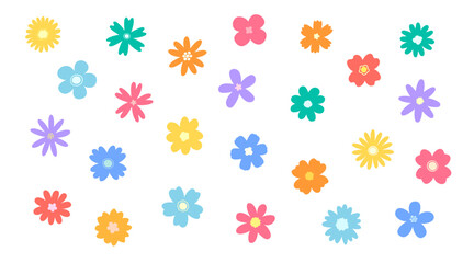 Set of simple flat modern flowers. colorful flower.