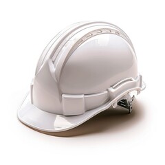 Fototapeta premium White hard hat on fittings at construction site