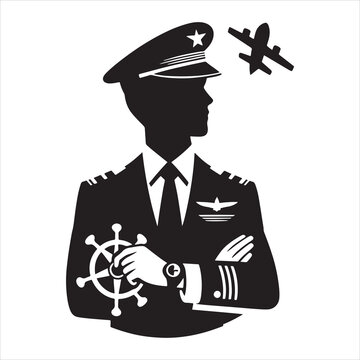 recommend clip art: Airplane Pilot Man silhouette on white background
                    