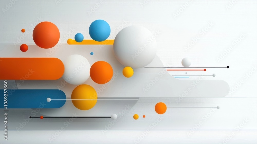 Poster striking abstract background with a vibrant geometric composition featuring dynamic 3d shapes sphere