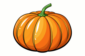 Big orange pumpkin single element white background vector illustration