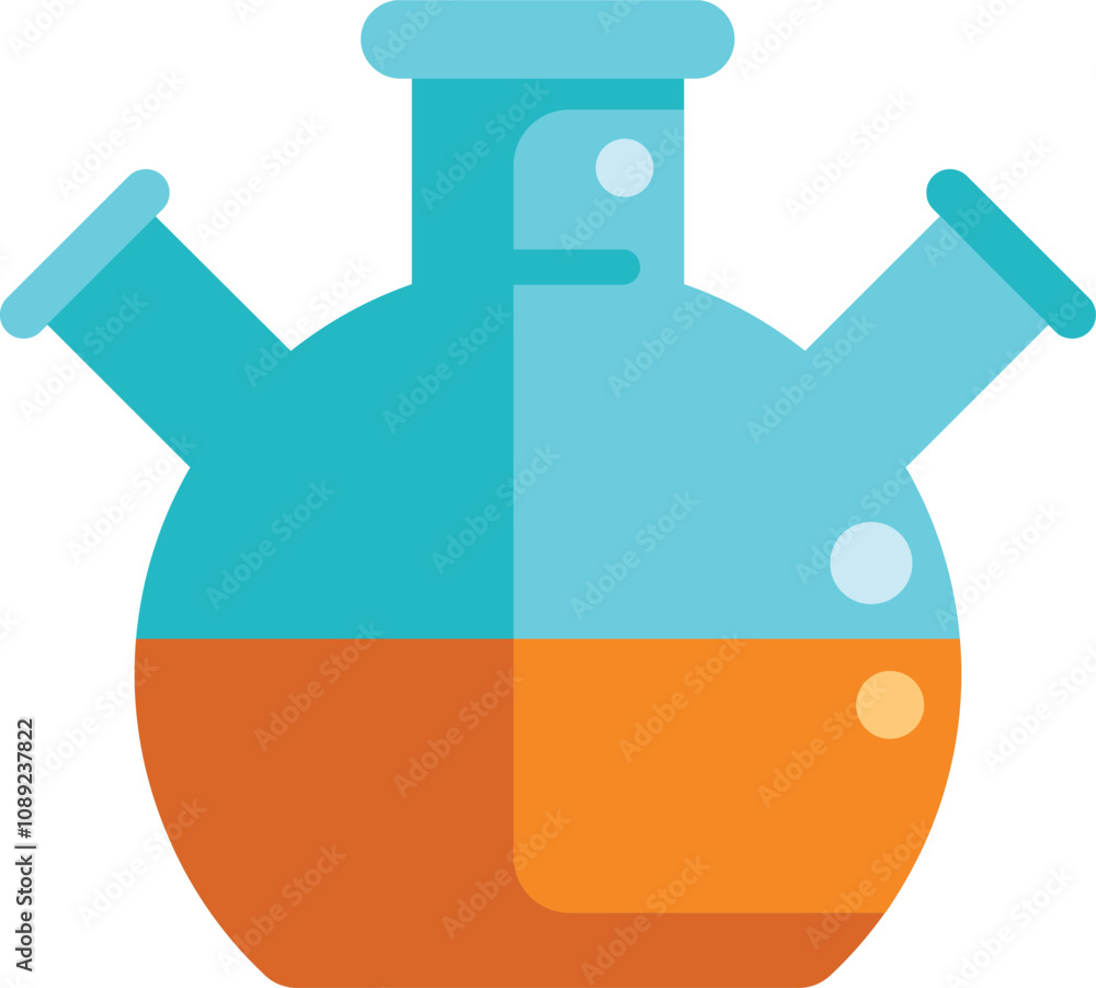 Poster round bottom flask containing an orange chemical substance is shown, commonly used in laboratories f