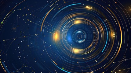 Abstract Circles with Golden Glow